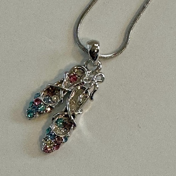 Jewelry - Elegant Multicolor Ballet Shoe Pendant Necklace- NEW